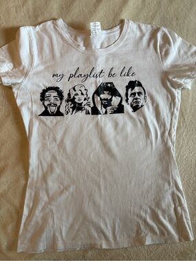 White Graphic Tee "my playlist be like"